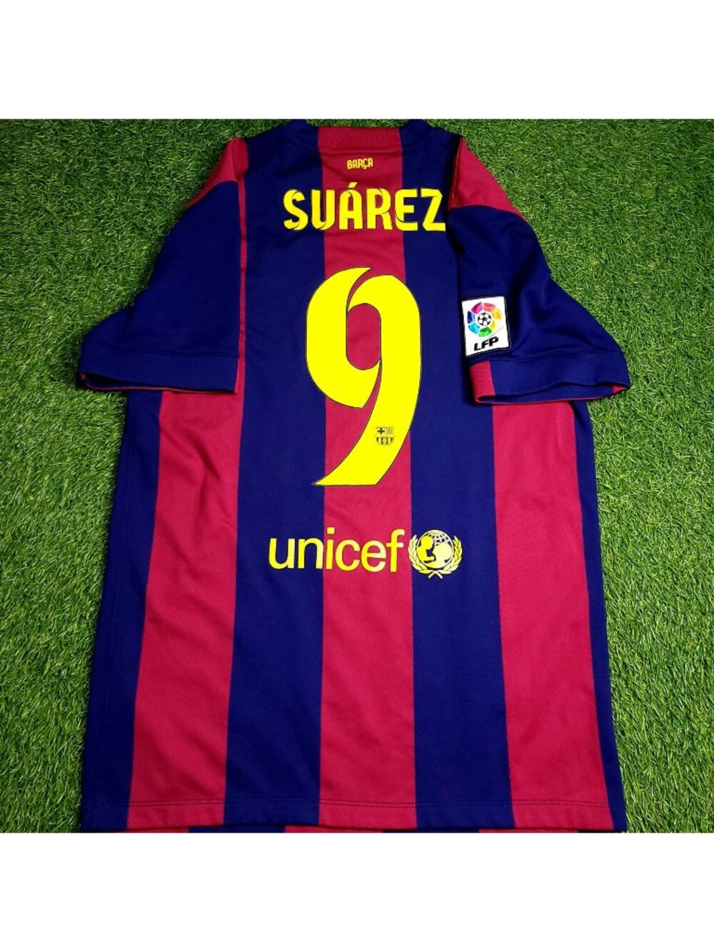 Suarez Barcelona 2014 2015 TREBLE Soccer Jersey M SKU# 610594-422